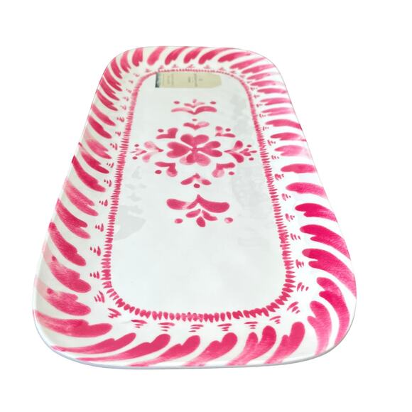 ARTISAN DE LUXE Pink White Melamine Oblong Serving Tray Platter 7 x 15 NEW - Picture 4 of 13